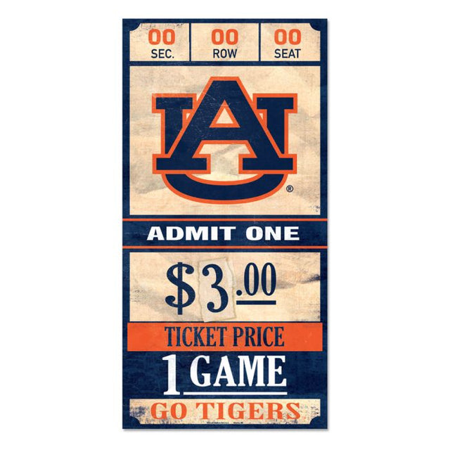 Auburn Tigers ticket Wood Sign 6x12 3/8" thick