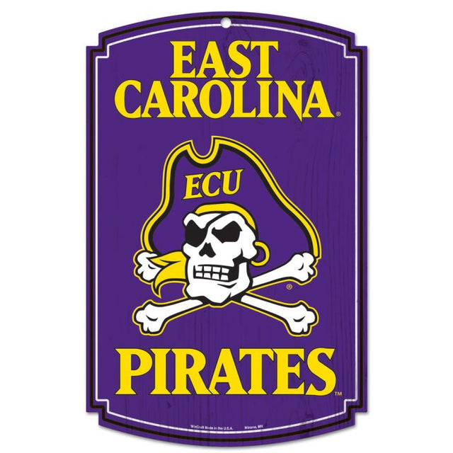 East Carolina Pirates Wood Sign 11" x 17" 1/4" thick