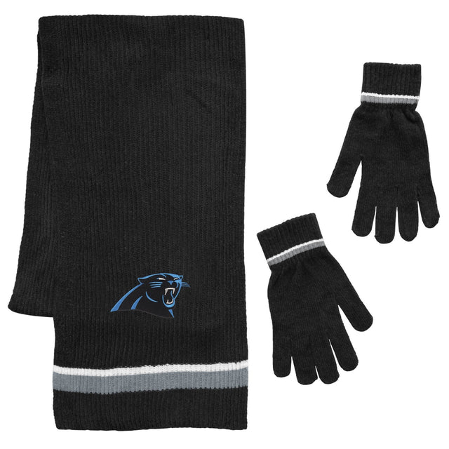 Juego de regalo de guantes y bufanda de chenilla de los Carolina Panthers