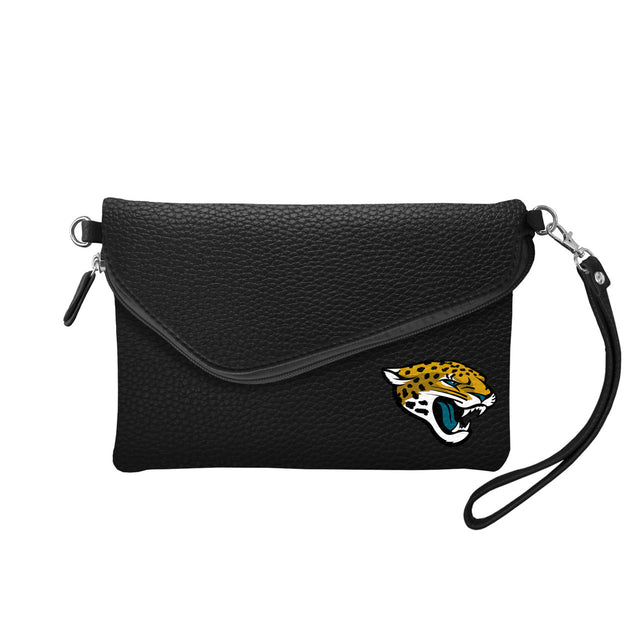 Cartera cruzada plegable Pebble de los Jacksonville Jaguars en color negro