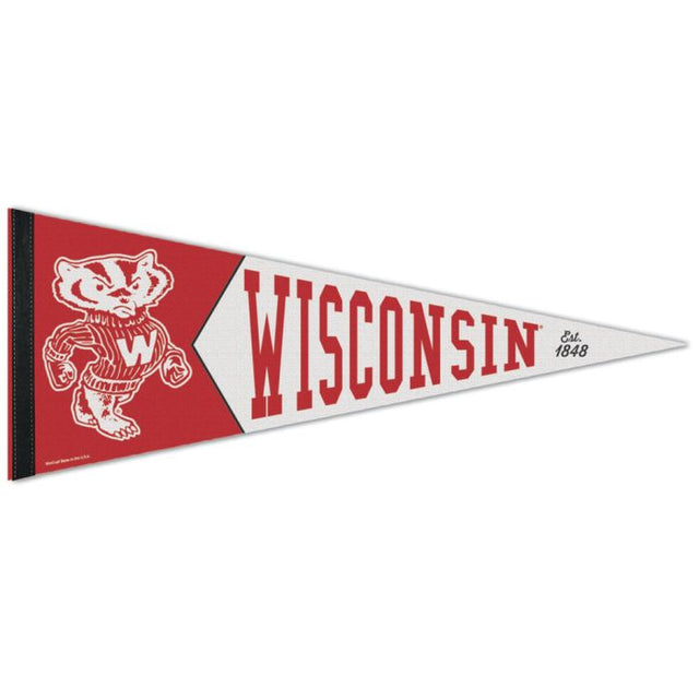 Wisconsin Badgers / Banderín universitario de primera calidad de 12" x 30"