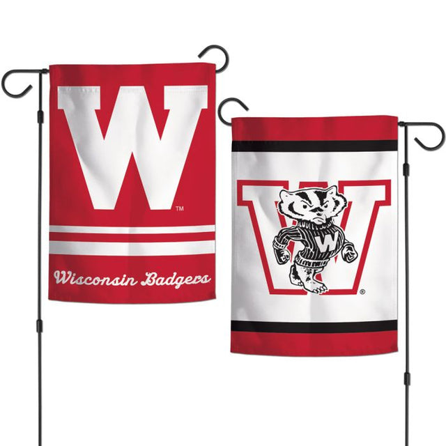 Banderas de jardín vintage de Wisconsin Badgers / Collegiate de 2 lados, 12,5" x 18"