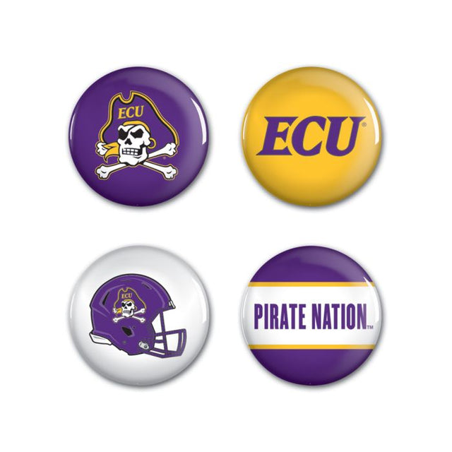 East Carolina Pirates Button 4 Pack 1 1/4" Rnd