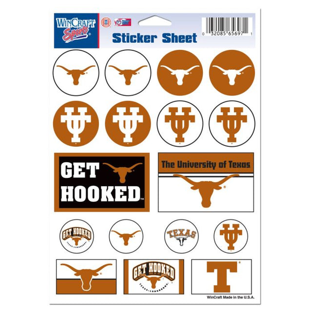 Texas Longhorns Vinyl Sticker Sheet 5" x 7"