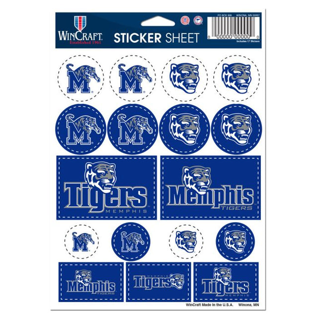 Memphis Tigers Vinyl Sticker Sheet 5" x 7"