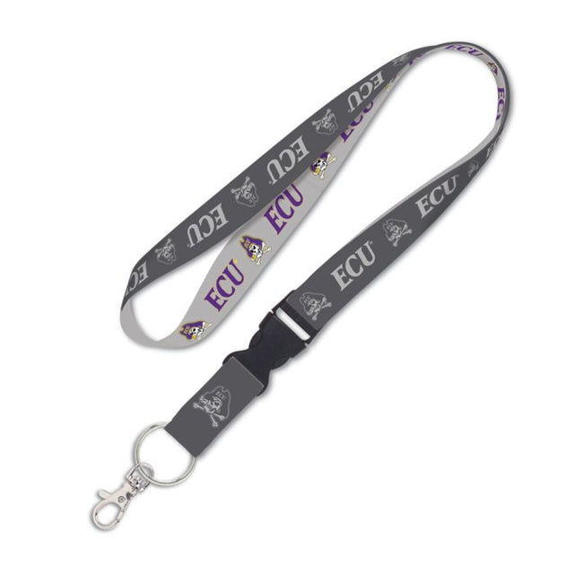 East Carolina Pirates CHARCOAL Lanyard w/detachable buckle 1"