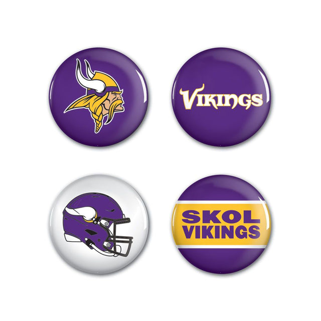 Paquete de 4 botones de los Minnesota Vikings