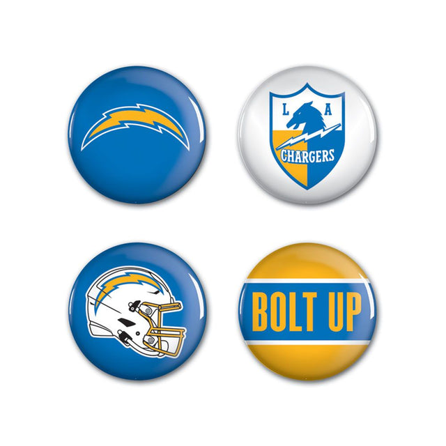Paquete de 4 botones de Los Angeles Chargers