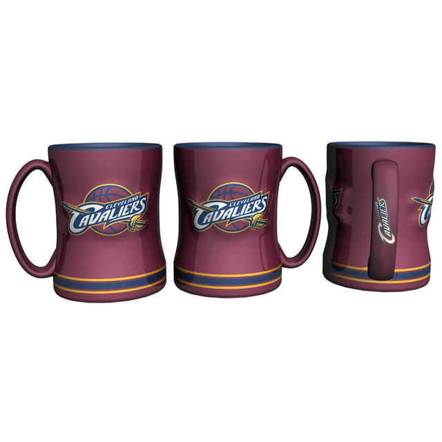 Taza de café de los Cleveland Cavaliers de 14 oz con diseño de equipo de relevo esculpido