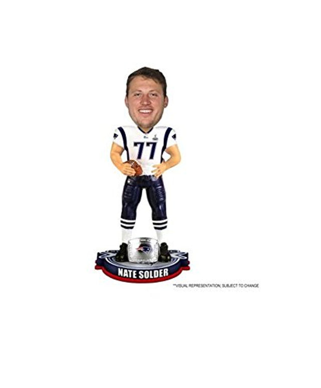 Figura cabezona del campeón del Super Bowl 49 de Forever Collectibles de Nate Solder, New England Patriots
