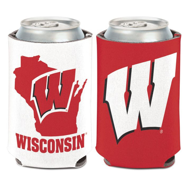 Enfriador de lata con forma de estado de Wisconsin Badgers, 12 oz.