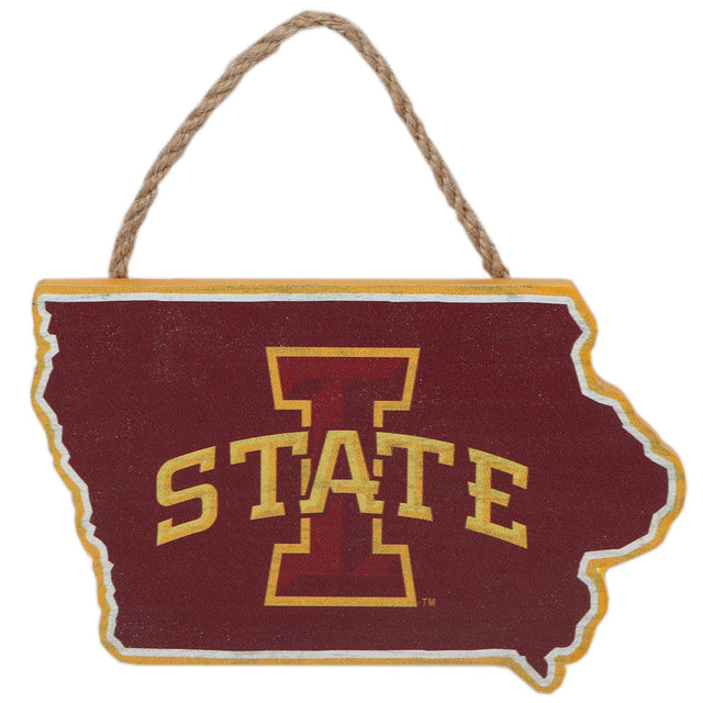 Iowa State University Shaped Hanging Wood Wall Decor
