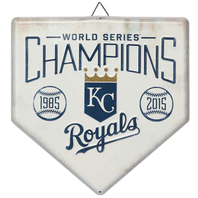 Decoración de pared de metal con la leyenda "Campeones de la Serie Mundial" de los Kansas City Royals