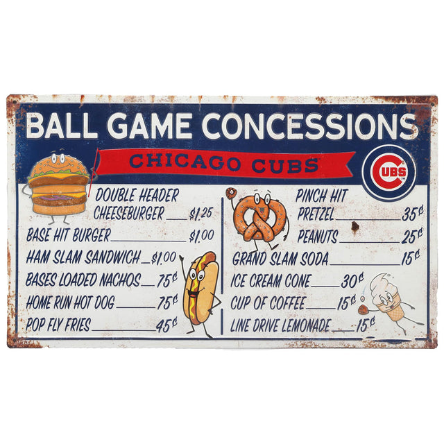 Chicago Cubs Ball Park Concessions Metal Sign