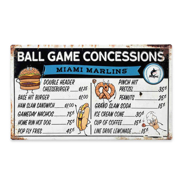 Miami Marlins Ball Park Concessions Metal Sign