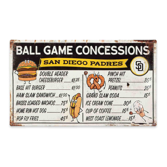 San Diego Padres Ball Park Concessions Metal Sign