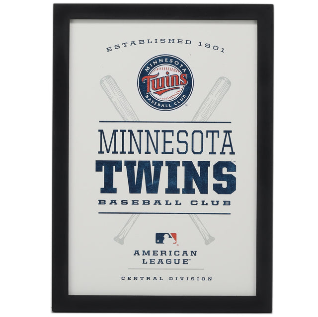 Decoración de pared con el logotipo del equipo enmarcado de los Minnesota Twins