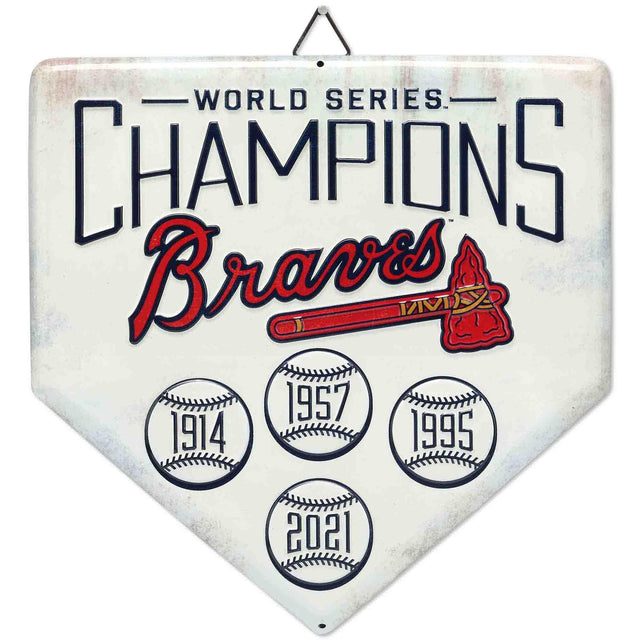 Atlanta Braves World Series Champions Home Plate Metal Sign