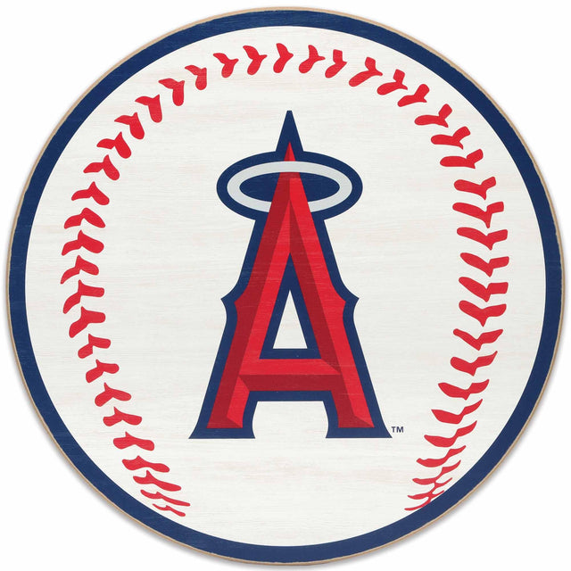 Los Angeles Angels of Anaheim Logo Baseball Round Wood Wall Decor