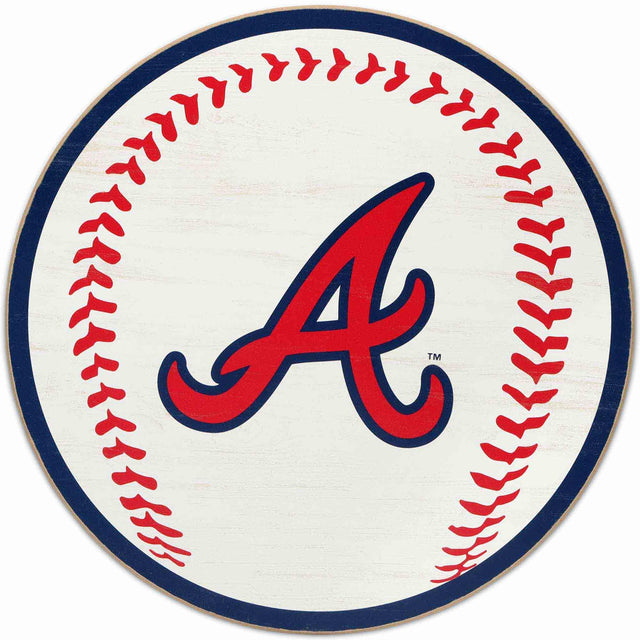 Atlanta Braves Logo Baseball Round Wood Wall Decor