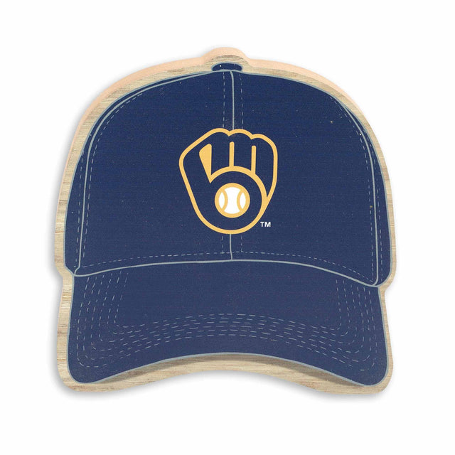 MLB Milwaukee Brewers Ballcap Tabletop Wood Decor