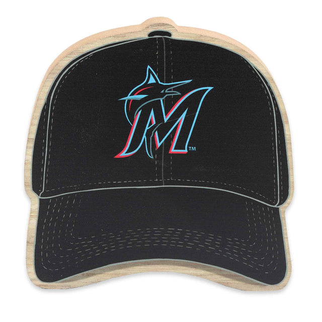 MLB Miami Marlins Ballcap Tabletop Wood Decor