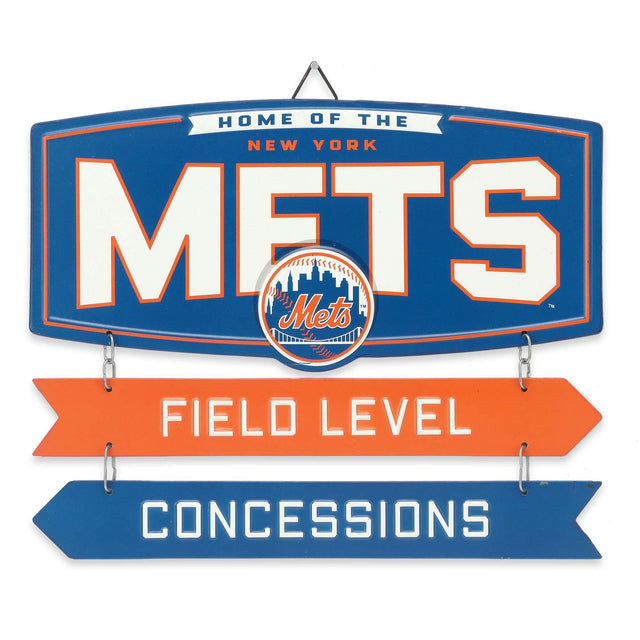 Letrero de metal de concesiones a nivel del campo de los Mets de Nueva York