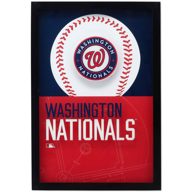 Washington Nationals Logo Baseball & Diamond Framed Glass Wall Decor