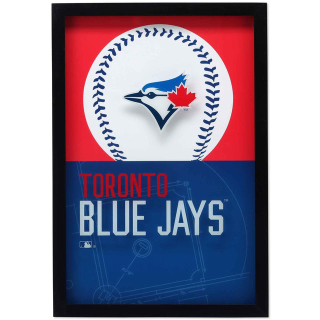 Toronto Blue Jays Logo Baseball & Diamond Framed Glass Wall Decor