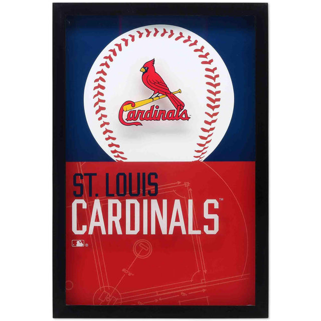 St. Louis Cardinals Logo Baseball & Diamond Framed Glass Wall Decor