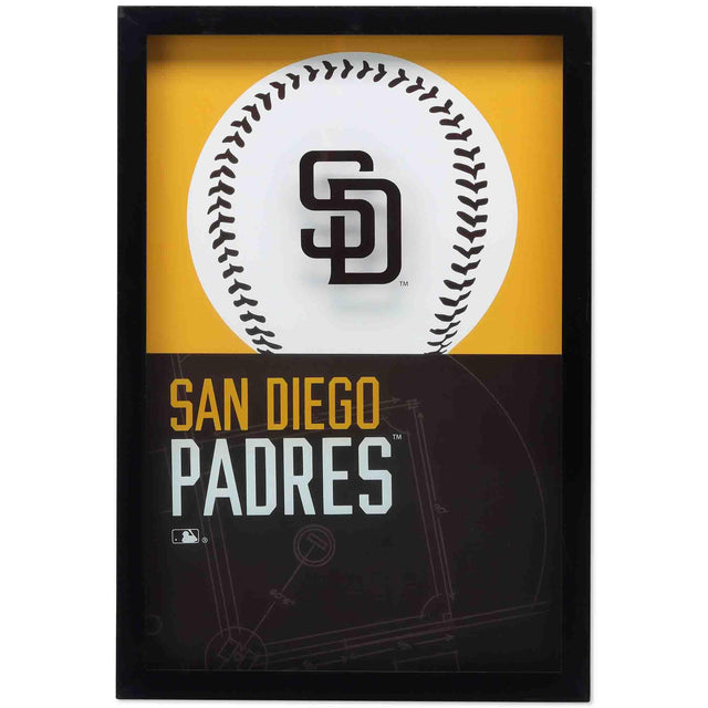 San Diego Padres Logo Baseball & Diamond Framed Glass Wall Decor