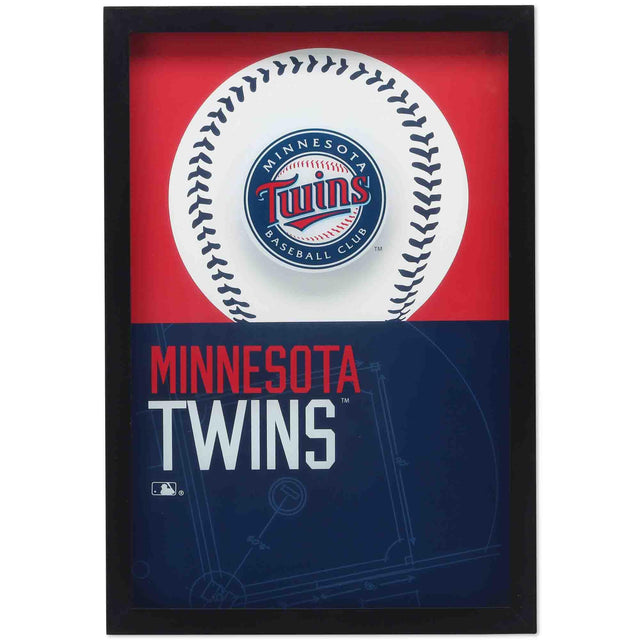 Minnesota Twins Logo Baseball & Diamond Framed Glass Wall Decor
