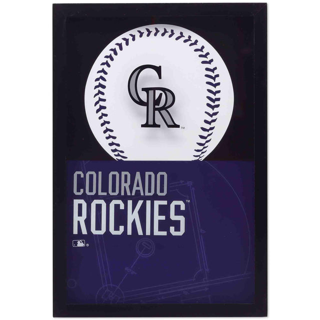 Colorado Rockies Logo Baseball & Diamond Framed Glass Wall Decor