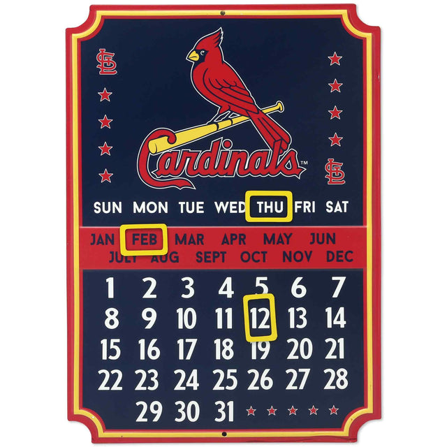 St. Louis Cardinals Perpetual Calendar Metal Sign