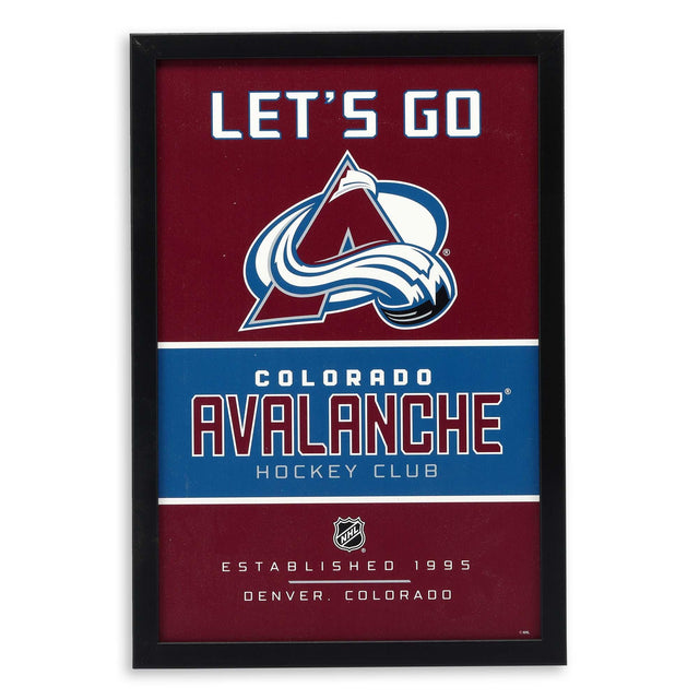 Decoración de pared enmarcada de madera con espíritu de equipo de Colorado Avalanche de la NHL