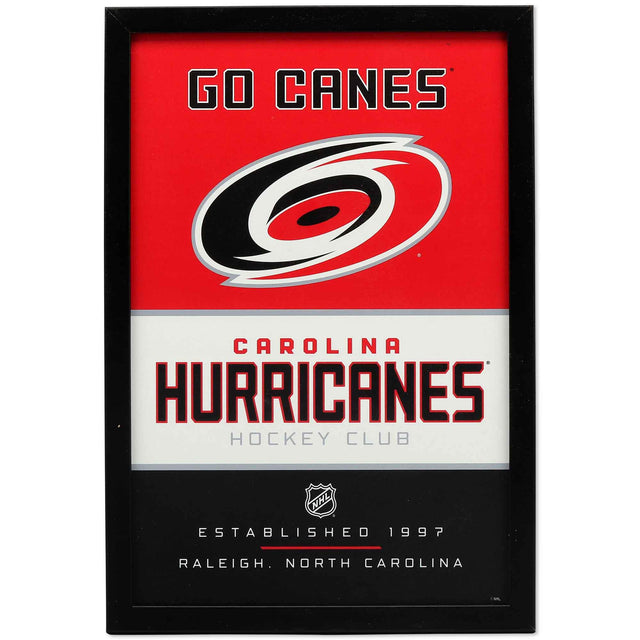Decoración de pared enmarcada de madera con el espíritu del equipo de los Carolina Hurricanes