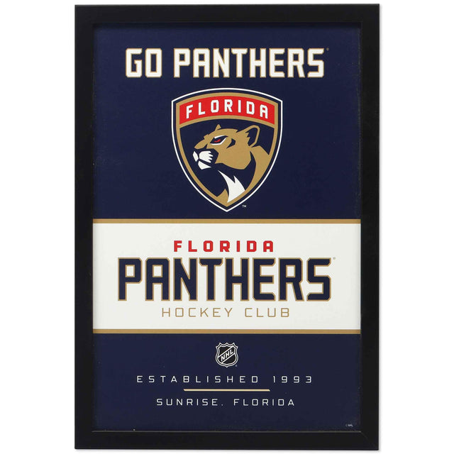 Decoración de pared enmarcada de madera con el espíritu del equipo de los Florida Panthers