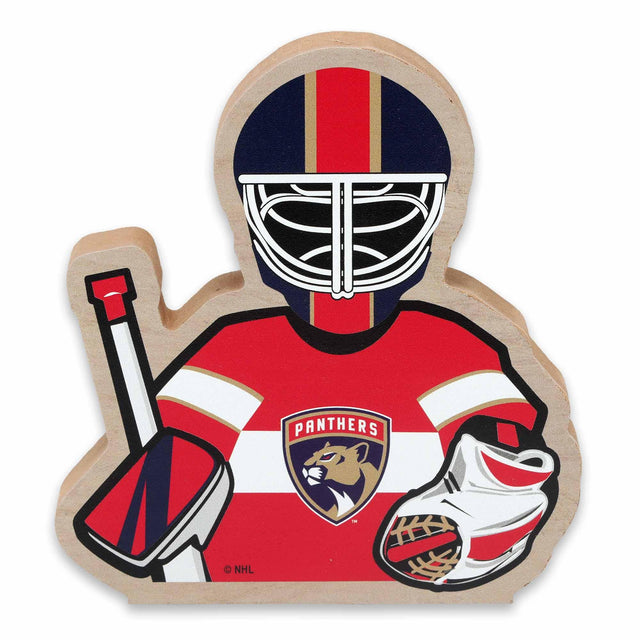 Decoración de mesa de madera con el portero de los Florida Panthers de la Liga Nacional de Hockey (NHL)
