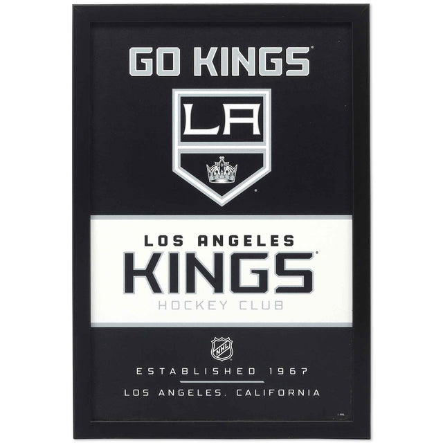 Decoración de pared enmarcada de madera con el espíritu del equipo de Los Angeles Kings