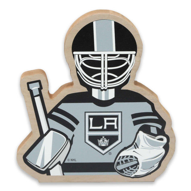Decoración de mesa de madera con el portero de Los Angeles Kings de la Liga Nacional de Hockey (NHL)