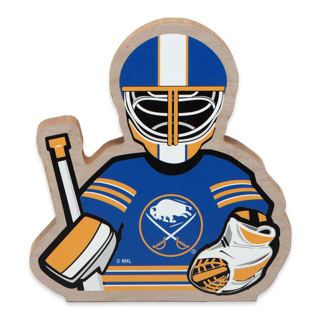 Decoración de mesa de madera con el portero de los Buffalo Sabres