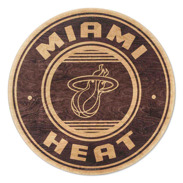 Miami Heat Logo Round Natural Wood Wall Decor