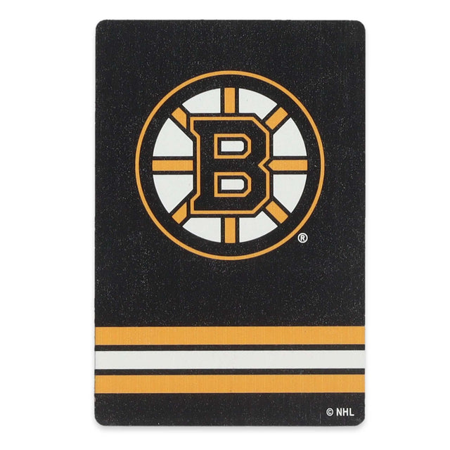 National Hockey League NHL Boston Bruins Logo Striped Wood Magnet