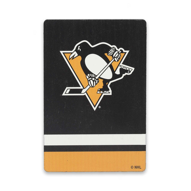 National Hockey League NHL Pittsburgh Penguins Logo Striped Wood Magnet