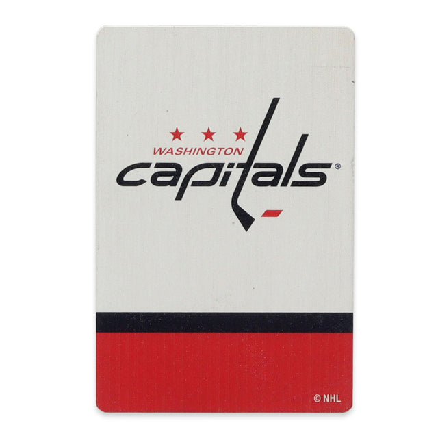 Imán de madera rayado con el logotipo de Washington Capitals de la Liga Nacional de Hockey (NHL)