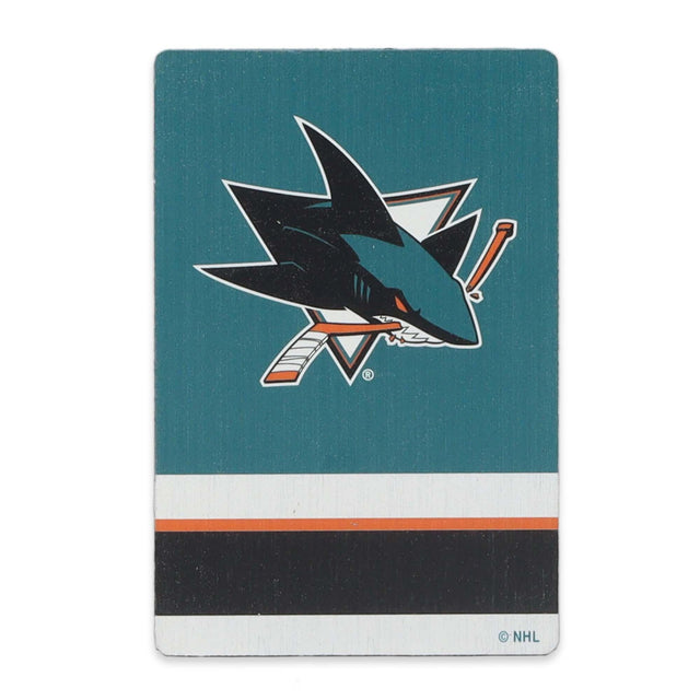 National Hockey League NHL San Jose Sharks Logo Striped Wood Magnet