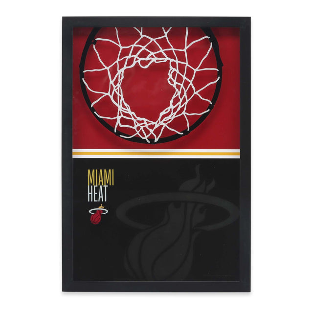 Miami Heat Basketball Hoop Color Block Printed Glass Wall Decor