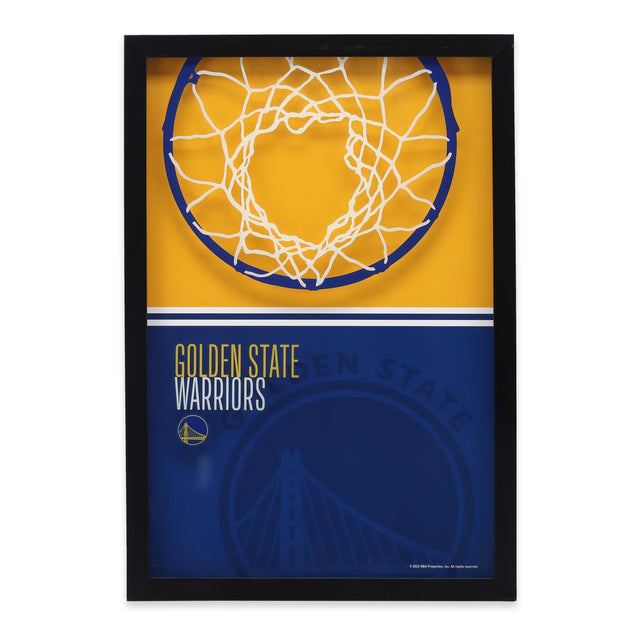 Golden State Warriors Basketball Hoop Color Block Printed Glass Wall Decor