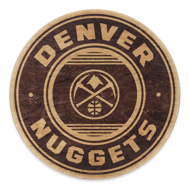 Decoración de pared redonda de madera natural con el logotipo de los Denver Nuggets