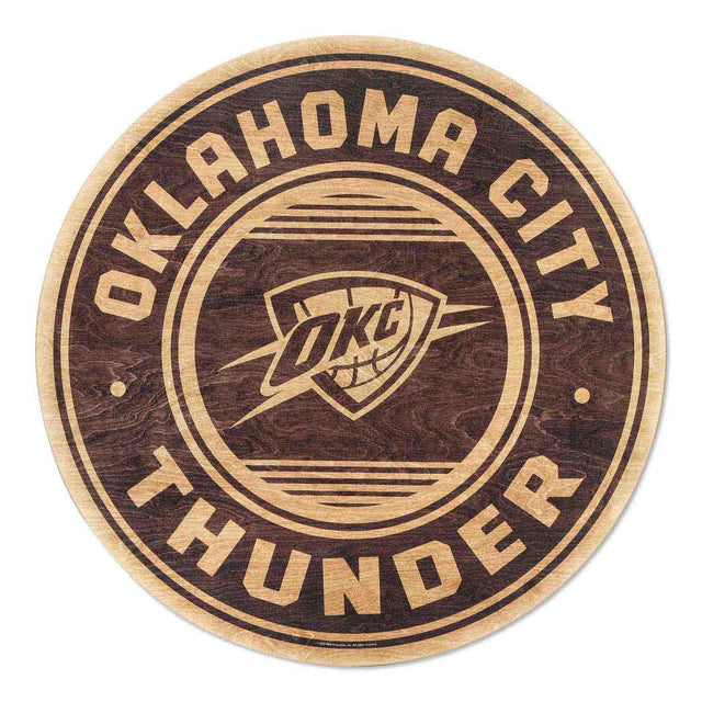 Oklahoma City Thunder Logo Round Natural Wood Wall Decor